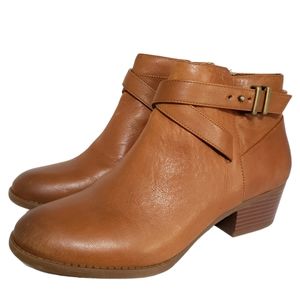 INC International Concepts Herbii Leather Ankle Boots Booties Caramel 8.5